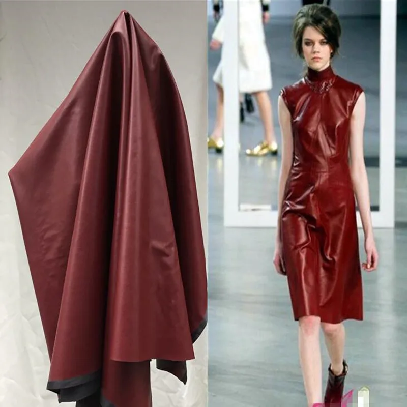 Винно-красная фиолетовая полиуретановая ткань эластичная волшебный цвет одежда