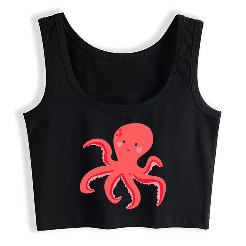 

Crop Top Women Cartoon Octopus Cute Octopus Graphic Octopus Harajuku Tank Top Women Custom Women Clothes