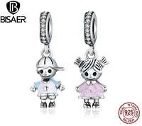 100 925 sterling silver cute boy girl pendant charm fit bracelet necklace original 925 silver jewelry birthday gift