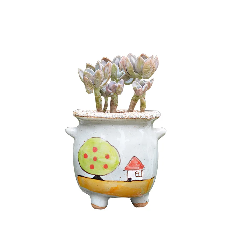 Крупногабаритный грубый керамический цветочный горшок в Корейском стиле с