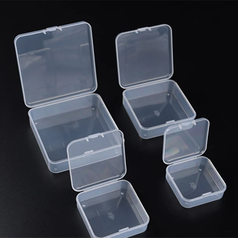 

5 Size Small Boxes Square Transparent Plastic Box Jewelry Storage Case Finishing Container Packaging Storage Box for Earrings