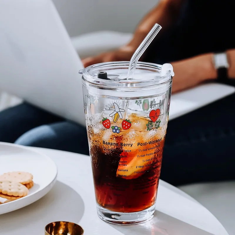 

Стакан для напитков Cutelife Ins, термостойкий стакан для молока, кофе, сока, чая, с маленькой маргариткой, свадебная стеклянная чашка с крышкой и ...