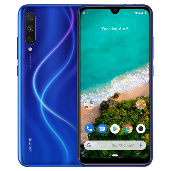 Blue Глобальная версия Xiaomi Mi A3, 4 Гб ОЗУ, 64 Гб ПЗУ, мобильный телефон Snapdragon 665, четыре ядра, экран 6,088 дюйма, 48 м+ 32 МП камера, 4030 мАч - Цвет: Blue