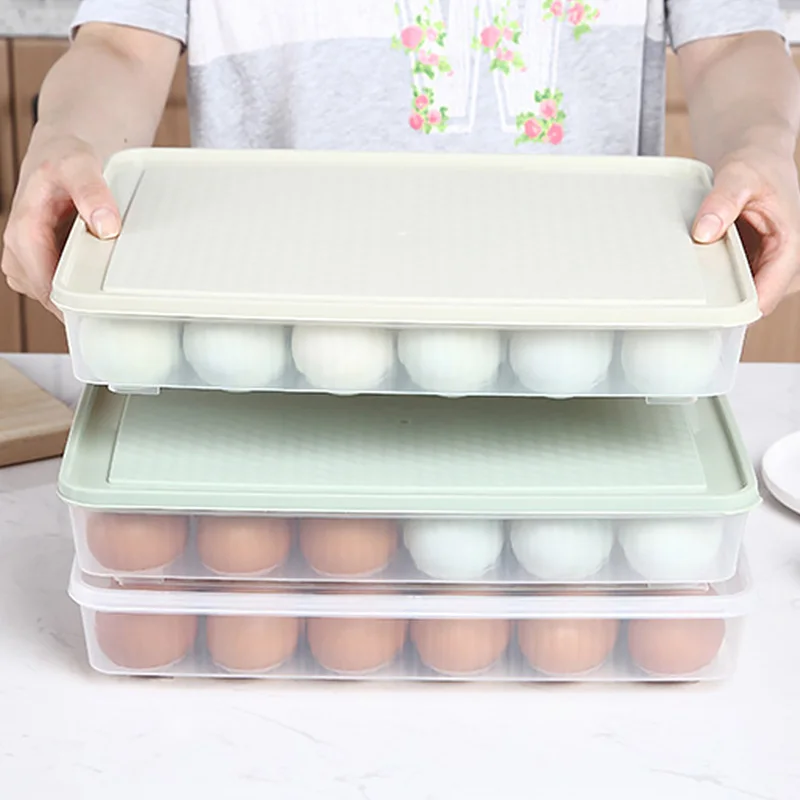 Plastic Egg Container Case Refrigerator 24 Grid Tray Holder Storage Box Organizer Kitchen Supplies Tools | Дом и сад