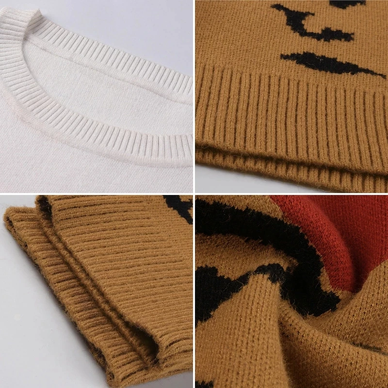 

Leopard Print Women Sweater Patchwork Loose Female Pullover Contrast Casual Autumn Winter Lady Jumper