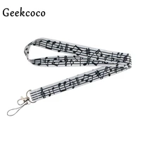 j1371 musical notes lanyard for keys badges name tag id holder keychain for music lover teacher student musician gifts