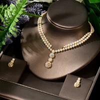 hibride luxury micro cubic zirconia pave jewelry set gold color bridal dress jewelry ensemble femme 2pcs gift bijoux n 1735