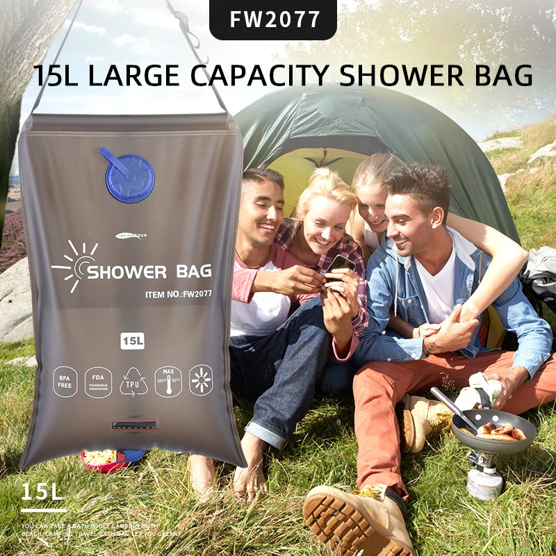 

15L Large Capacity Water Storage Shower Bag Portable Wear-resistant Outdoor Camping Picnic Shower Water Bag With Shower Head