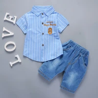new hot summer baby boys girls clothes infant casual suits shirt shorts 2pcssets gentleman style kids lapel children tracksuit