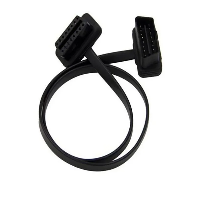 

10 pcs 60CM 16Pin OBDII OBD 2 OBD2 Cable Connector Diagnostic-Tool ELM327 Adapter Flat Thin As Noodle Male to Female Extension