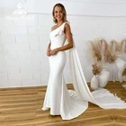 Простое свадебное платье Бохо на одно плечо пляжное эластичное белое цвета слоновой кости свадебное платье Русалка свадебное платье