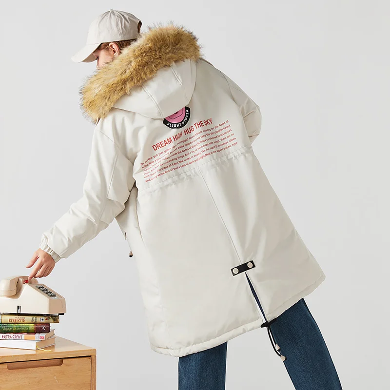 

2021 winter new long parker down jacket women loose windproof big fur collar long winter jacket coat for woman