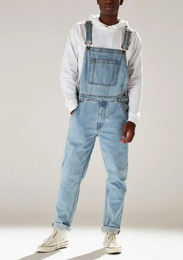 

Fashion Men's Hi Street Denim Bib Overalls Streetwear Jeans Jumpsuits For Man Washed Suspender Pants Washed w968