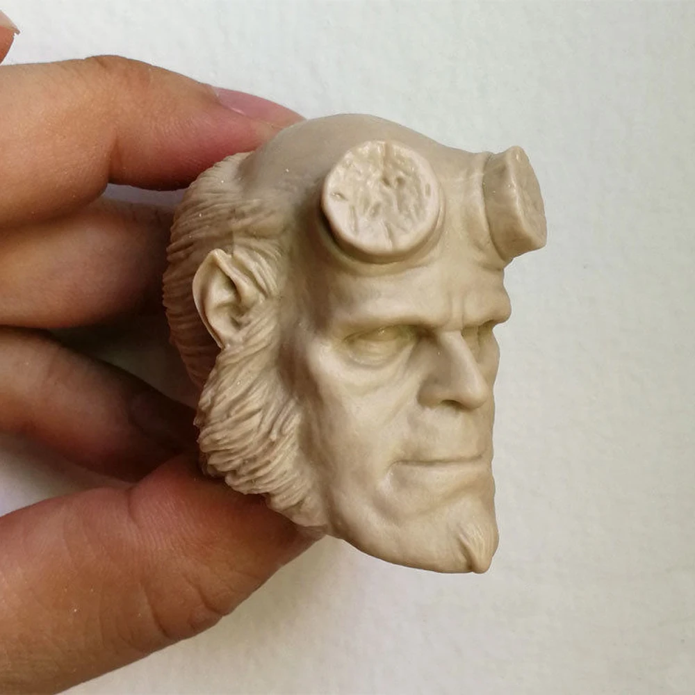 Масштаб 1/6 Неокрашенная голова лепка в стиле C Hellman Hellboy без рисунка подходит для