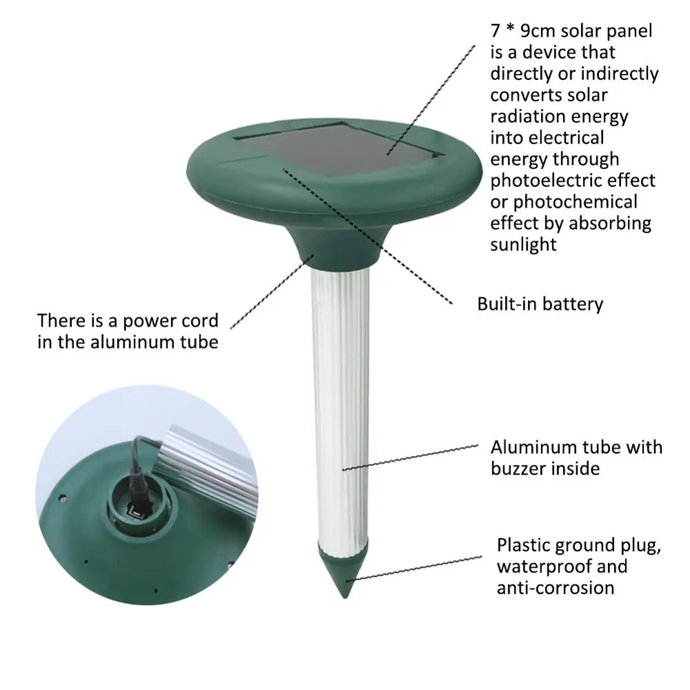 

Solar Powered Ultrasonic Snake Repeller Sonic Mole Vole Snake Mouse Rodent Garden Yard Pest Contorl Mosquito Repeller Fast deliv