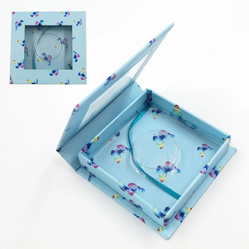 

Wholesale New False Eyelash Blue Packaging Square Box Lash Boxes Custom Faux Cils 3d Mink eyelashes Package Magnetic Case Vendor