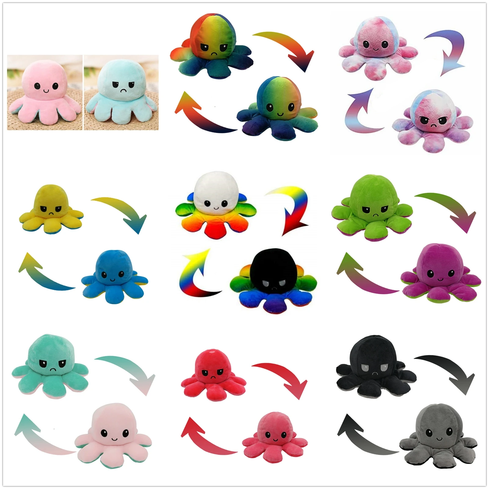 

Doll Stuffed Emotional New Flip Plush supplies Home Stuffed Flip supplies Double-sided Home Toy Kids pulpo Octopus Crossing