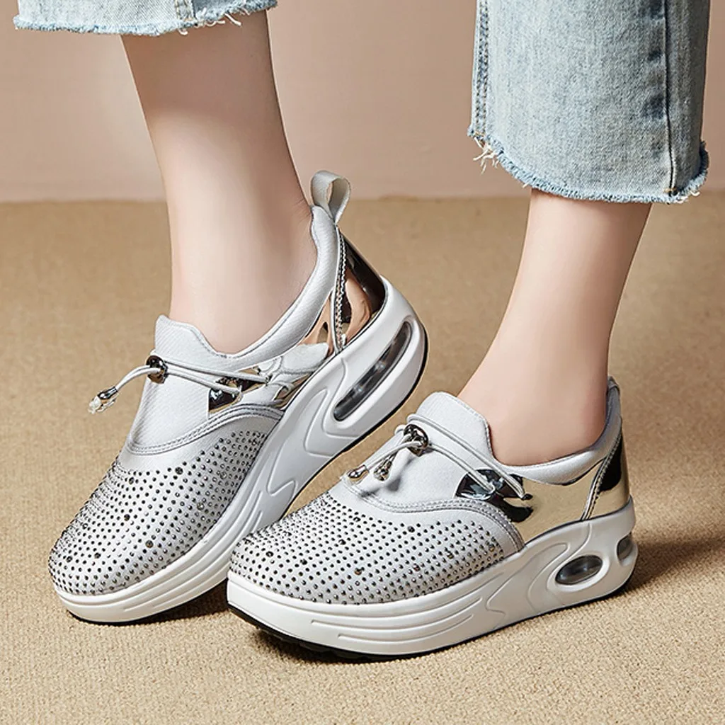 Женская обувь с толстой подошвой раскачивающая женская кристаллами сохраняющая