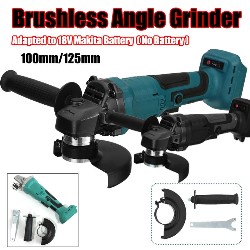 

800W 100/125mm Electric Impact Polisher Angle Grinder Cutting Machine Wireless Woodworking DIY Power Tools for Makita Battery