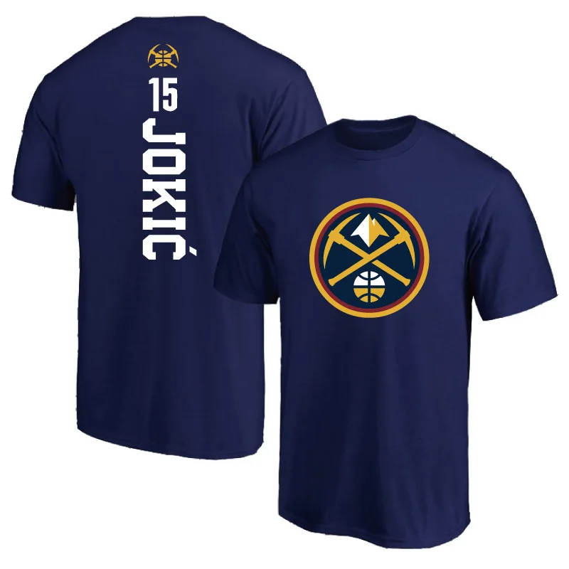 

2021 Summer Nuggets Logo No. 15 Jokic Jerseys Training Suit Men's and Women's Short Sleeve T-Shirt Basketball Sports Half Sleeve