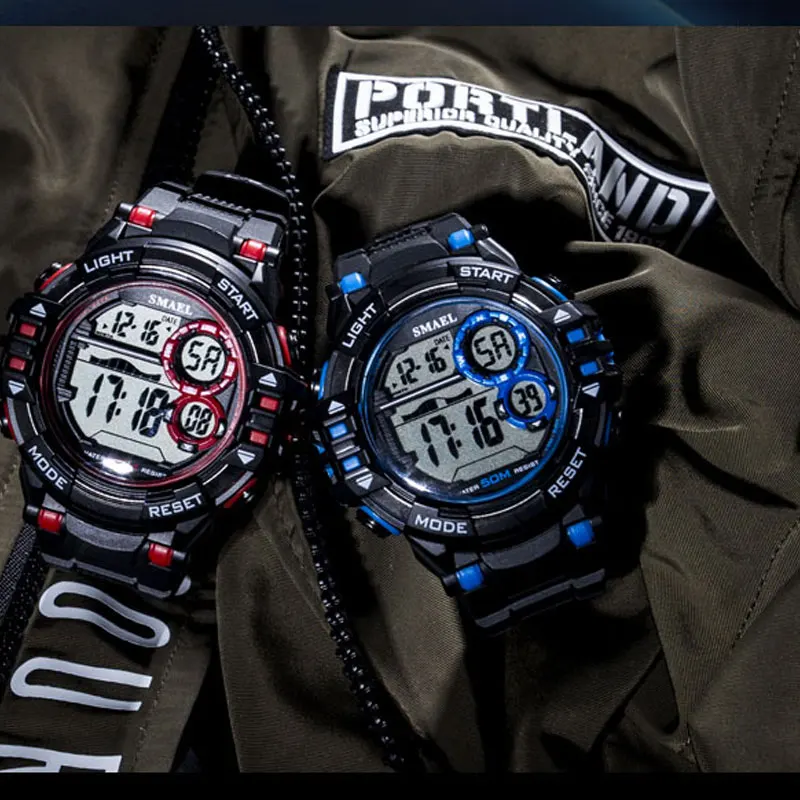 

SMAEL Men's Sport Watch Digital Watches Army Green Watch 50M Waterproof Auto Military Watches Sports relogio masculino Brand New