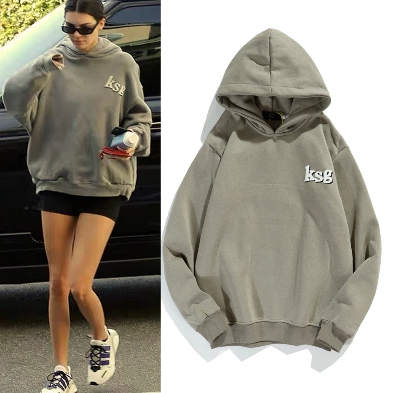 

1:1 Kanye West Streetwear Oversize Sweatshirt Men Women Letter Print Fleece Winter Hoodies Stranger Things Hip Hop Baggy Hoody