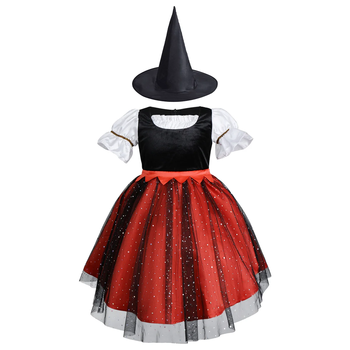 Halloween Costume Girls Witch Cosplay Photography Props Princess Dress with Hat Cute Kids Party Outfit | Детская одежда и обувь
