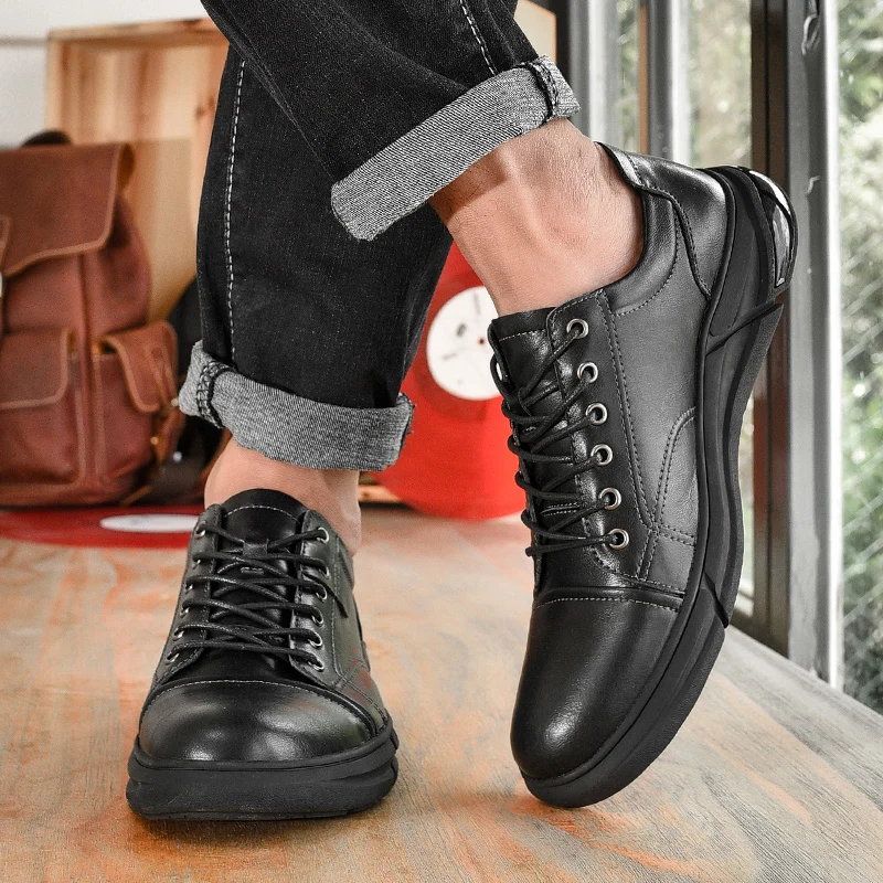 

Men genuine Leather Fashion Shoes oxfords Dress Shoes lace up Spring autumn Ankle Vintage Classic Male Casual shoes men