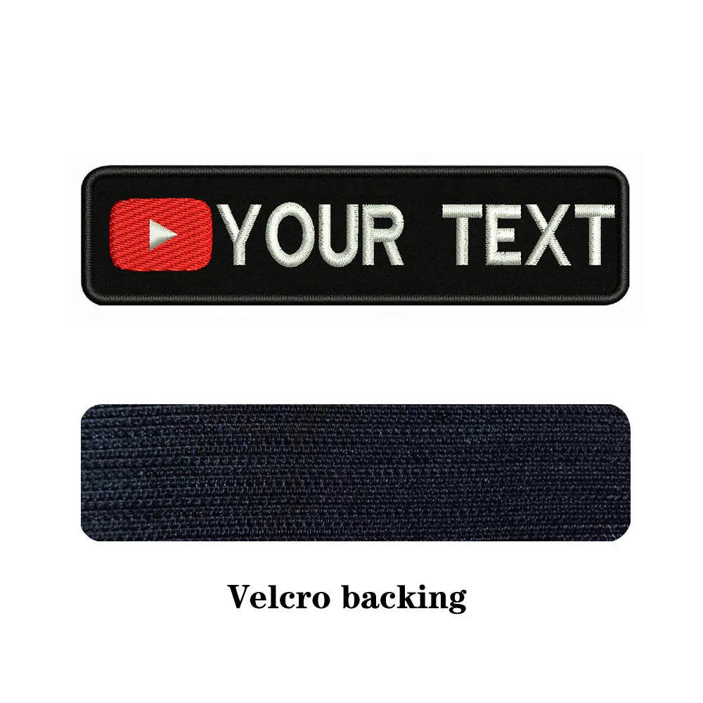 Логотип YouTube 10x2 5 см вышивка с именем под заказ значок в полоску нашивки на липучке