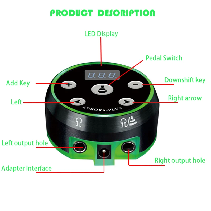 Профессиональный тату машинка для мастера ЖК дисплей Питание роторная ручка с