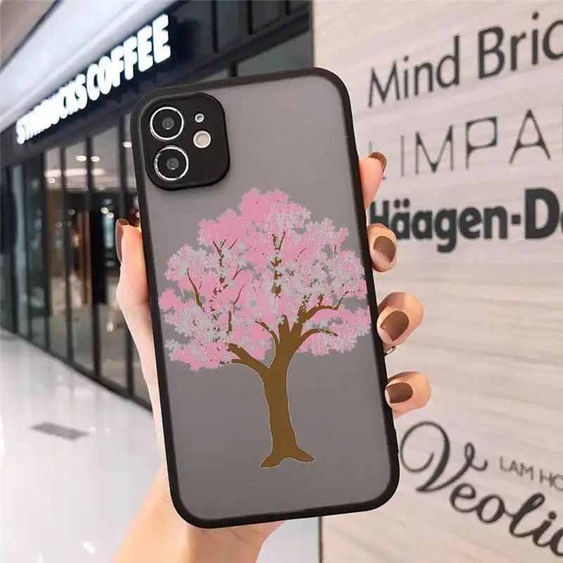 

Cherry blossoms pink Phone Case matte transparent For iphone 7 8 11 12 plus mini x xs xr pro max cover
