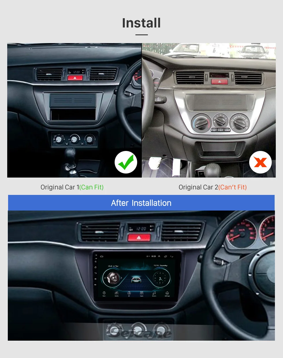 Seicane Android 8,1 9 дюймов 2Din Автомагнитола Стерео gps Navi головное устройство плеер для Mitsubishi lancer ix 2006-2010 включая рамку