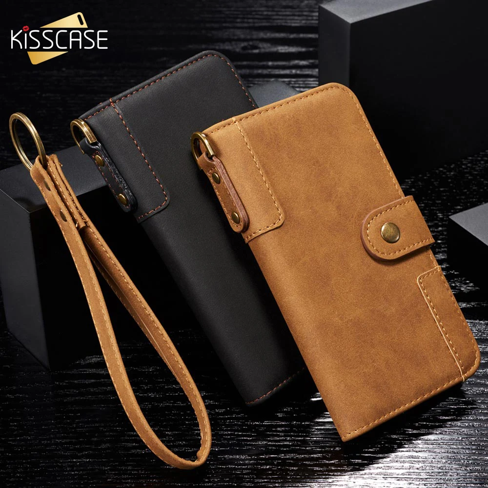 KISSCASE кожаный чехол из воловьей кожи для iPhone 11 Pro Max Магнитный Флип бумажник XR XS MAX X