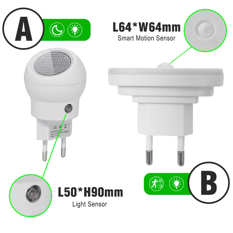 Светодиодный ночник с евровилкой сенсорная Ночная лампа датчиком