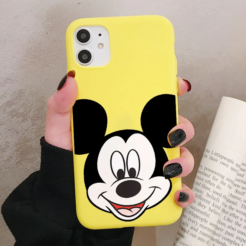 P3Yellow Чехол для телефона iPhone 11 Pro XR X Xs Max 8 7 6 Plus 6S 5S SE матовый Силиконовый чехол с мультяшной мышкой мягкая задняя крышка - Цвет: P3Yellow
