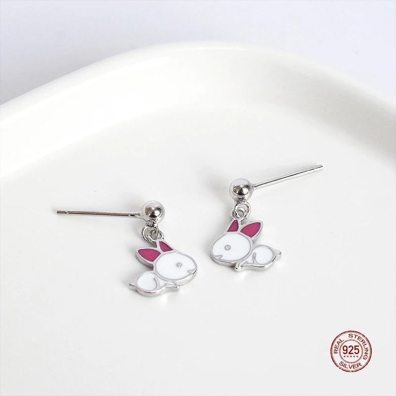 

Серьги-гвоздики женские из серебра 925 пробы с кроликом