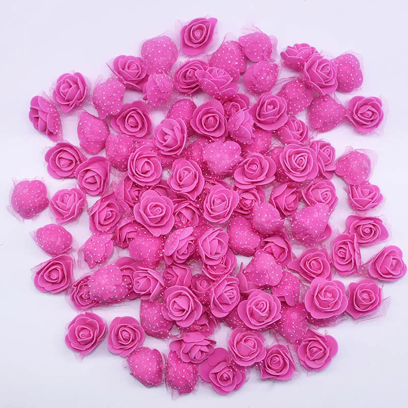 rose red 50 шт./лот 3,5 см мини ПЭ пены розы искусственные головки цветов для DIY венки Аксессуары свадебные украшения вечерние ручной работы - Цвет: rose red