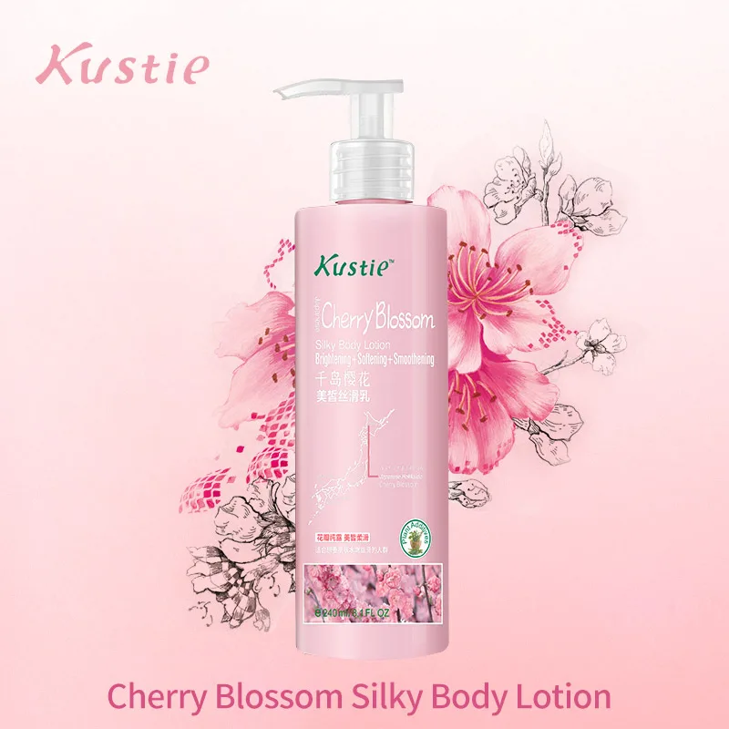 Kustie вишня шелковистый лосьон для тела женщин цветок эссенция крем гидрат и белая
