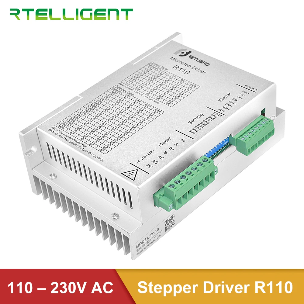 RETUBRO шаговый двигатель Nema 43 R110 AC 110-230 в 1,1-5.0A 2 фазы открытый цикл шаговый драйвер 220 В