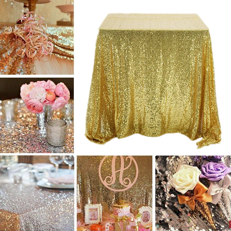 

Rectangular Table Cover Glitter Sequin Table Cloth Rose Gold/Silver Tablecloth For Wedding Party Home Decor Multi-Color/Sizes