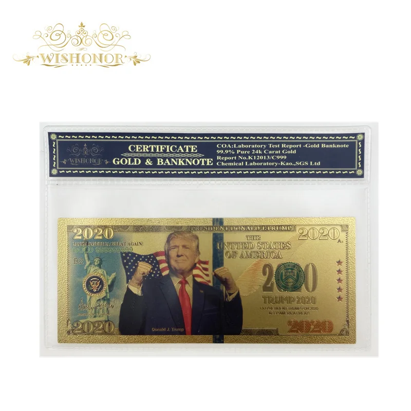 Лучшая цена за 2020 Трамп американский доллар банкноты в 24 позолоченные мировой