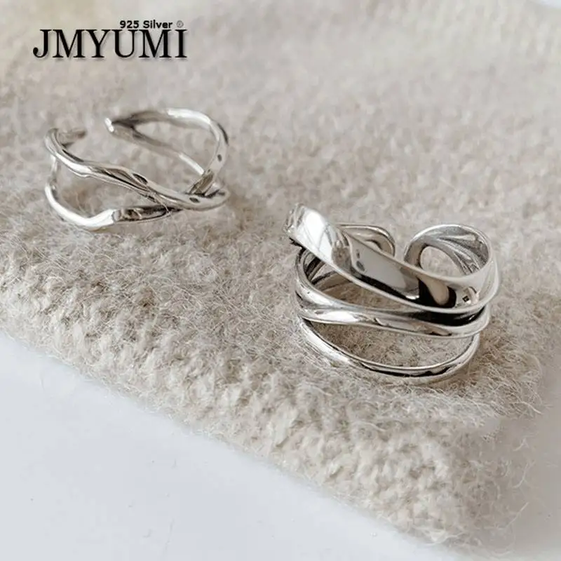 

JMYUMI 925 Sterling Silver Vintage Cross Winding Finger Rings for Women Couple Minimalist Party Jewelry Gift Prevent Allergy