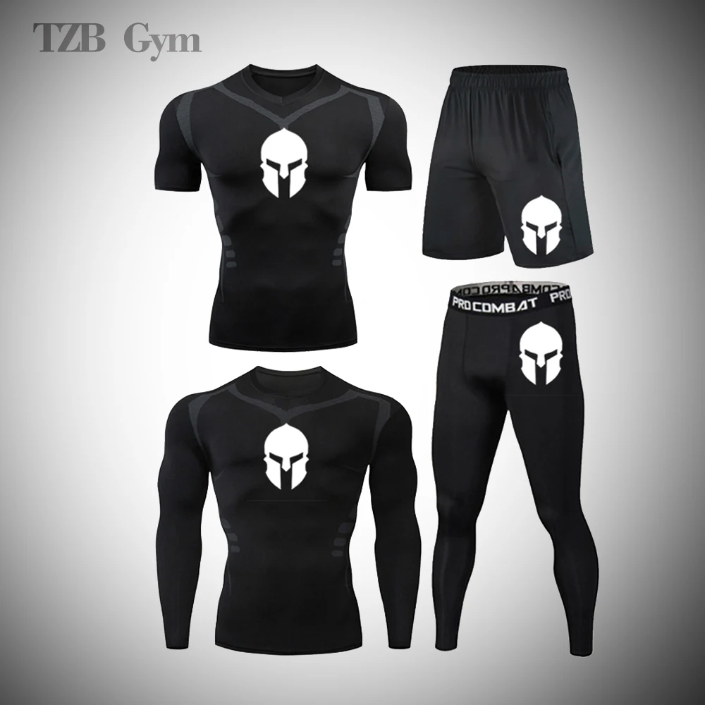 

Men's Cycling Running Sports Suit Gym Muay Thai Jiu Jitsu Compression Jogging Sportswear Rashguard Basketball Training Tights