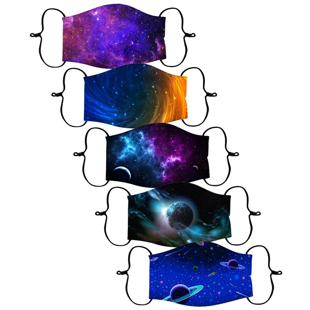 

5pcs headdress for children Adjustable Reusable Washable star planet print Headband Mascarilla mascarilas windproof for boy girl