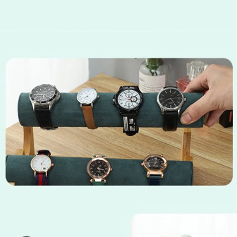 

Wooden Double-Layer Bracelet / Bracelet Jewelry Rack Support Display Box