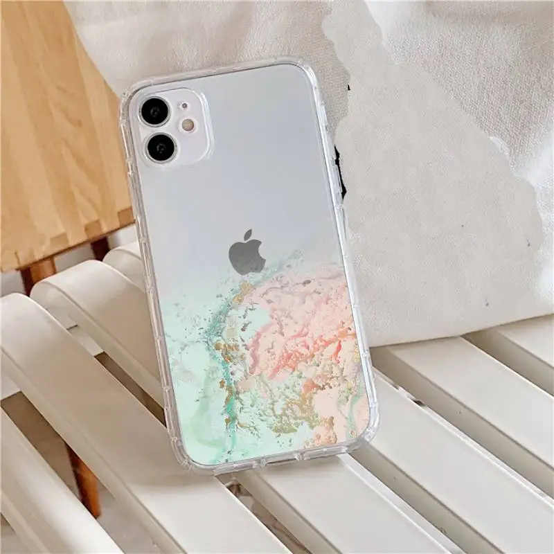 

Gradient Marble Texture Glitter Phone Case Transparent for iPhone 11 12 mini pro XS MAX 8 7 6 6S Plus X 5S SE 2020 XR