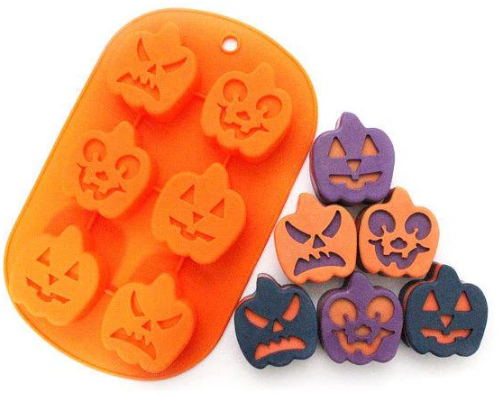 Halloween Ghost Festival Six Hole Pumpkin Elf Silicone Cake Baking Mold Handmade Soap Candle Ice Tray DIY 3D Christmas | Дом и сад