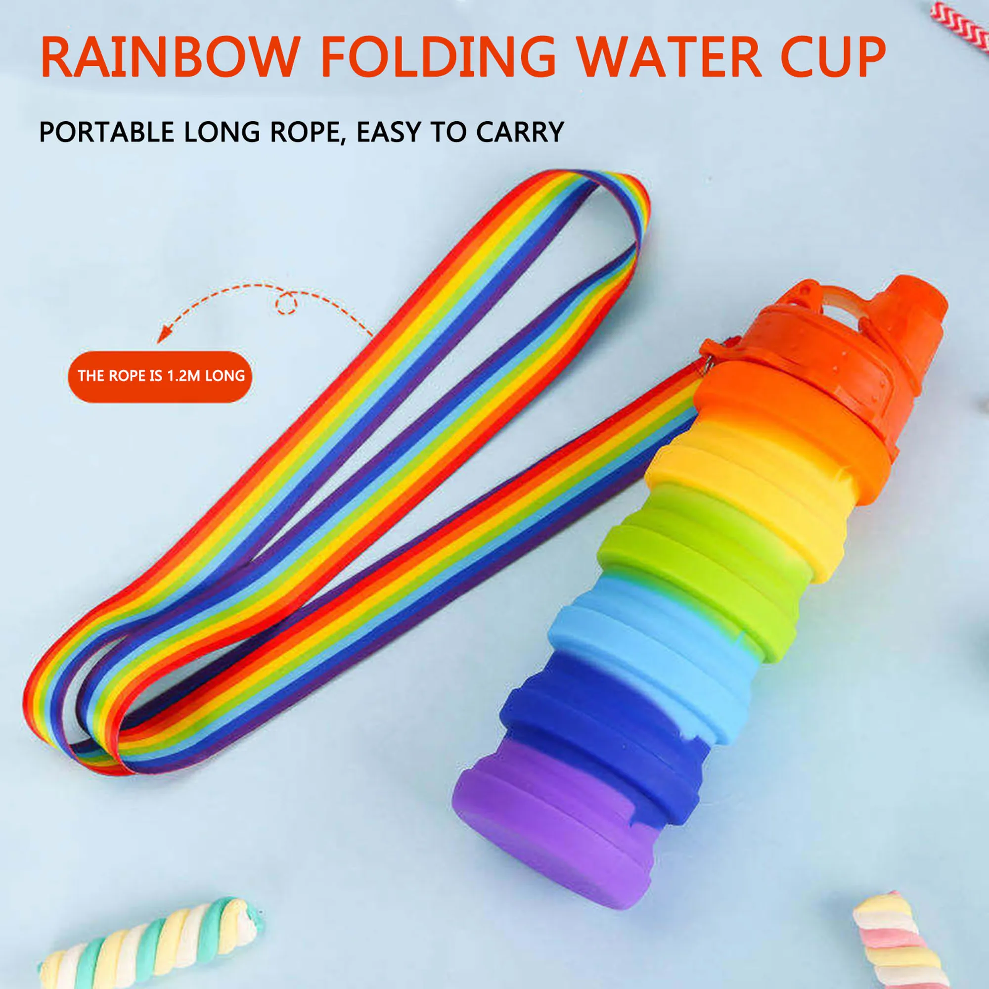 Новая Радужная Спортивная бутылка для воды 500 мл портативная складная напитков