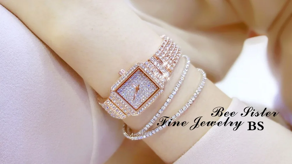 

2021 neue damen Kristall Uhr Frauen Strass Uhren Dame Diamant Stein Kleid Uhr Edelstahl Armband Armbanduhr