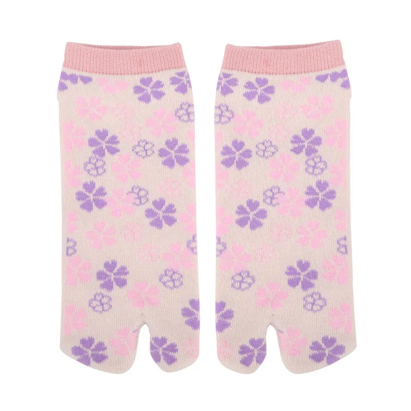 light pink Новинка; женские носки с двумя пальцами; милые носки с принтом; Лоскутные Короткие хлопковые носки с носком; креативные высококачественные носки с раздельным носком; 1 пара - Цвет: light pink
